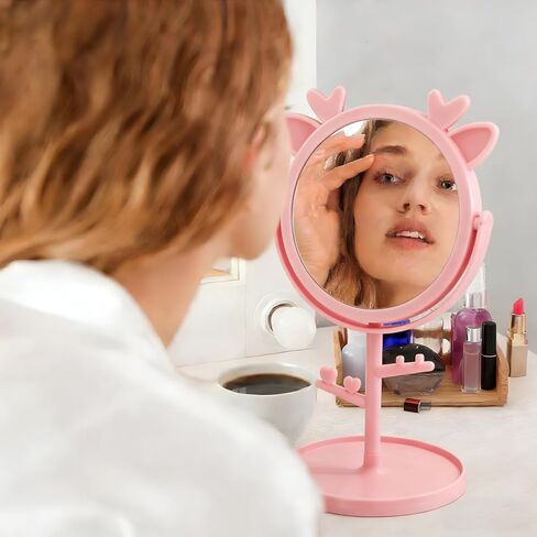8 قطع مرآة لحفلات السبا مع زينة لأذن الغزلان، لوازم حفلات النوم للفتيات، لوازم حفلات النوم، مرآة كبيرة لحفلات النوم، هدايا عيد الميلاد الوردية (وردي) in Kuwait