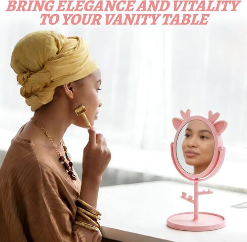 8 قطع مرآة لحفلات السبا مع زينة لأذن الغزلان، لوازم حفلات النوم للفتيات، لوازم حفلات النوم، مرآة كبيرة لحفلات النوم، هدايا عيد الميلاد الوردية (وردي) in Kuwait