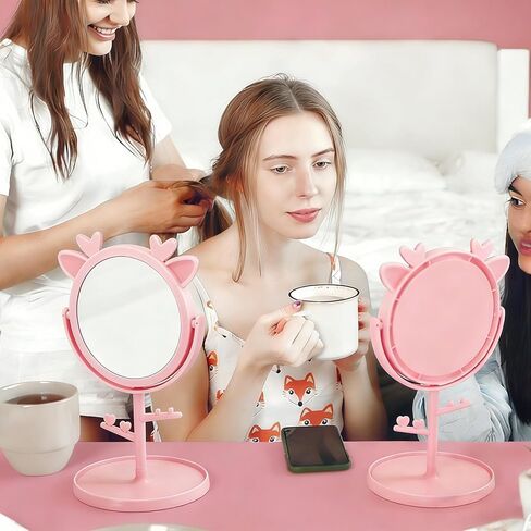 8 قطع مرآة لحفلات السبا مع زينة لأذن الغزلان، لوازم حفلات النوم للفتيات، لوازم حفلات النوم، مرآة كبيرة لحفلات النوم، هدايا عيد الميلاد الوردية (وردي) in Kuwait