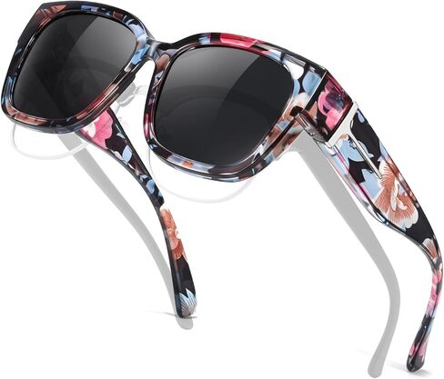 TJUTR Polarized Fit Over Glasses Sunglasses for Women Men, Oversized Square Wrap Around UV400 Protection Shades for Driving in Kuwait