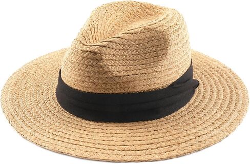 FURTALK Raffia Straw Fedora Hat for Men Women Wide Brim Panama Hat UPF 80+ Sun Protection Summer Beach Hat in Saudi Arabia