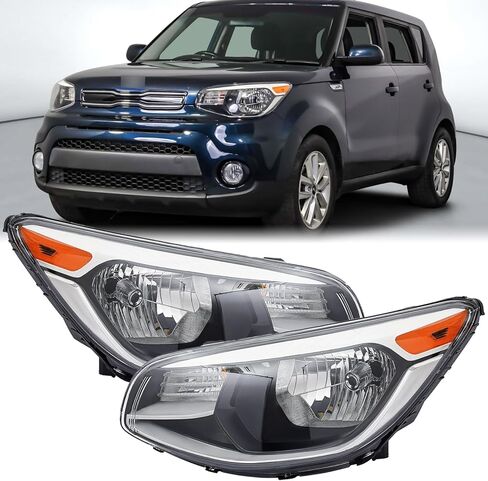 Pair Halogen Headlights Headlamps Assembly for 2014-2019 Kia Soul KI2502167 KI2503167 92101-B2270 92102-B2270 Left&Right Not Come with Bulbs DOT/SAE-Certified in Saudi Arabia