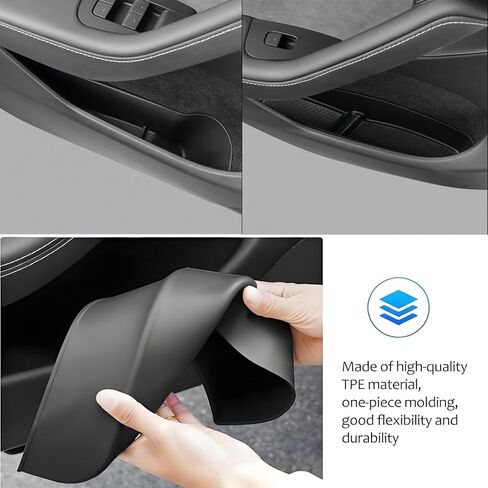 Door Inner Bag Liner for Tesla Model Y 2024/2023/2022/2021, Door Side Bag Storage Box, Felt Cover Protective Cover, Car Interior Accessories Door Storage Sorting Tray, TPE Waterproof 4pcs in Kuwait