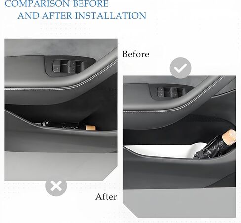 Door Inner Bag Liner for Tesla Model Y 2024/2023/2022/2021, Door Side Bag Storage Box, Felt Cover Protective Cover, Car Interior Accessories Door Storage Sorting Tray, TPE Waterproof 4pcs in Kuwait