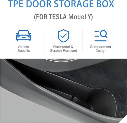 Door Inner Bag Liner for Tesla Model Y 2024/2023/2022/2021, Door Side Bag Storage Box, Felt Cover Protective Cover, Car Interior Accessories Door Storage Sorting Tray, TPE Waterproof 4pcs in Kuwait