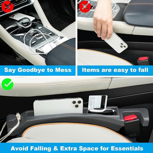 Car Seat Gap Filler with Drop Prevention & Storage Hook - Between Seats Console Organizer for SUV Truck - Car Accessories(2Pcs) in Saudi Arabia