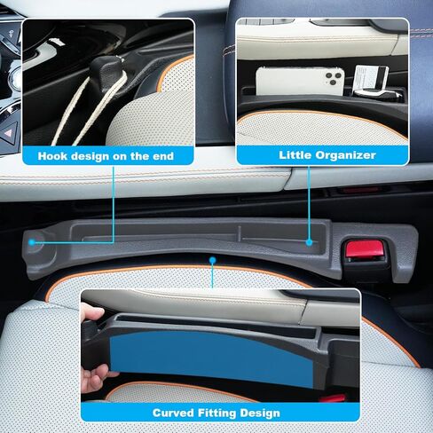 Car Seat Gap Filler with Drop Prevention & Storage Hook - Between Seats Console Organizer for SUV Truck - Car Accessories(2Pcs) in Saudi Arabia