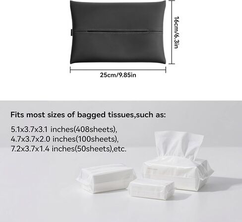 2Pack Car Tissue Holder,PU Leather Tissue Holder in car, Fits Most Regular-Size Tissue Bags,25x16 cm (9.85x6.3 in)(Black) in Saudi Arabia