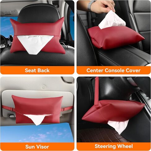 2Pack Car Tissue Holder,PU Leather Tissue Holder in car, Fits Most Regular-Size Tissue Bags,25x16 cm (9.85x6.3 in)(Black) in Saudi Arabia