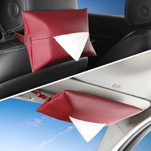 2Pack Car Tissue Holder,PU Leather Tissue Holder in car, Fits Most Regular-Size Tissue Bags,25x16 cm (9.85x6.3 in)(Black) in Saudi Arabia