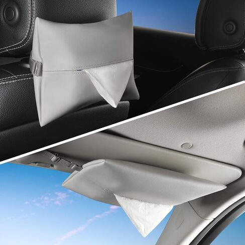 2Pack Car Tissue Holder,PU Leather Tissue Holder in car, Fits Most Regular-Size Tissue Bags,25x16 cm (9.85x6.3 in)(Black) in Saudi Arabia