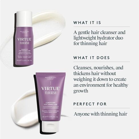 Virtue Flourish Shampoo and Conditioner Set for Fine or Thinning Hair, Sulfate Free Hair Growth Product, Travel Size in Kuwait