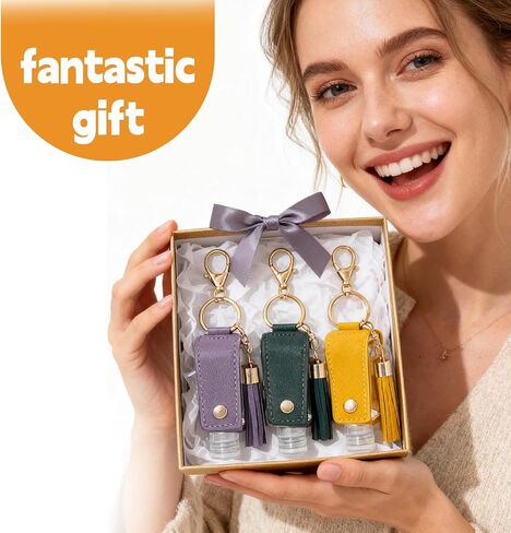 مجموعة سلسلة مفاتيح حامل مطهر اليد 12 قطعة، زجاجات مطهر يد فارغة بحجم السفر مقاومة للتسرب (1 أونصة/30 مل)، موزع سائل محمول قابل لإعادة الملء لحقيبة الظهر والمحفظة وحقيبة الحفاضات (12 لونًا) in Kuwait