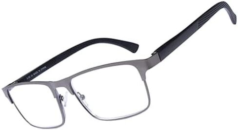 نظارات قراءة للرجال من OKH، إطار معدني فولاذي يحجب الضوء الأزرق، عدسات شفافة مستطيلة بمفصلات زنبركية مضادة للوهج in Kuwait
