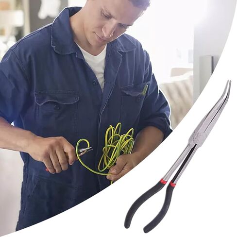 11" Needle Nose Pliers, 45 Degree Extra Long Reach Bent Nose Plier, Nipper Bent Nose-Duckbill Pliers, Automotive Electrical Tools for Industrial, Garage Narrow Spaces and Limited Areas in Kuwait
