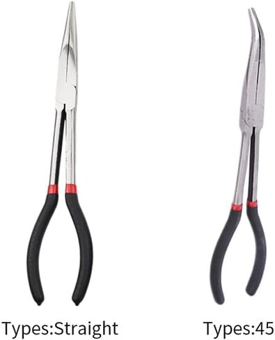 11" Needle Nose Pliers, 45 Degree Extra Long Reach Bent Nose Plier, Nipper Bent Nose-Duckbill Pliers, Automotive Electrical Tools for Industrial, Garage Narrow Spaces and Limited Areas in Kuwait