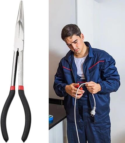 11" Needle Nose Pliers, 45 Degree Extra Long Reach Bent Nose Plier, Nipper Bent Nose-Duckbill Pliers, Automotive Electrical Tools for Industrial, Garage Narrow Spaces and Limited Areas in Kuwait