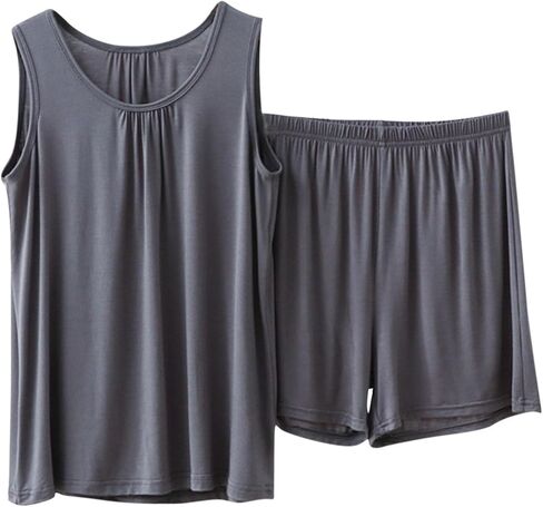 Plus Size Modal Tank Top Shorts Pajama Set for Women Pjs 2Pcs Set Outfits Sleepwear Loungewear Nightwear in Kuwait