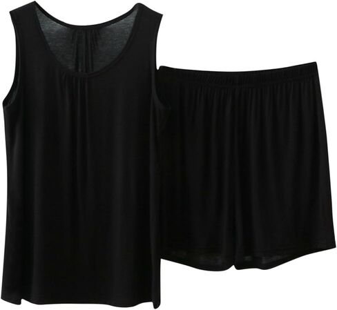 Plus Size Modal Tank Top Shorts Pajama Set for Women Pjs 2Pcs Set Outfits Sleepwear Loungewear Nightwear in Saudi Arabia
