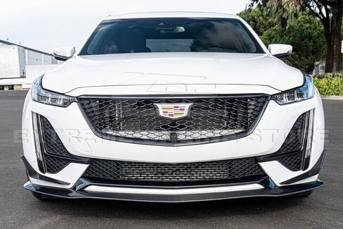 بديل لـ 2020-2024 كاديلاك CT5 سبورت وCT5-V | جناح الذقن الأمامي من ألياف الكربون بتصميم Blackwing مع زوج من الكاناردز الفاصل in Saudi Arabia