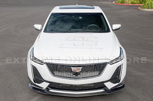 بديل لـ 2020-2024 كاديلاك CT5 سبورت وCT5-V | جناح الذقن الأمامي من ألياف الكربون بتصميم Blackwing مع زوج من الكاناردز الفاصل in Saudi Arabia