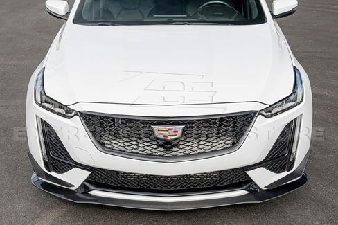 بديل لـ 2020-2024 كاديلاك CT5 سبورت وCT5-V | جناح الذقن الأمامي من ألياف الكربون بتصميم Blackwing مع زوج من الكاناردز الفاصل in Saudi Arabia