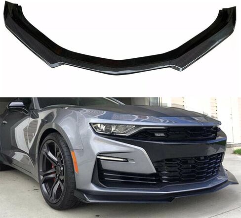3PCS Front Bumper Lip Splitter Spoiler 1LE Style Compatible with Chevy Camaro LT LS RS 2019-2021 / SS 2016-2021 (Carbon Fiber Look) in Saudi Arabia