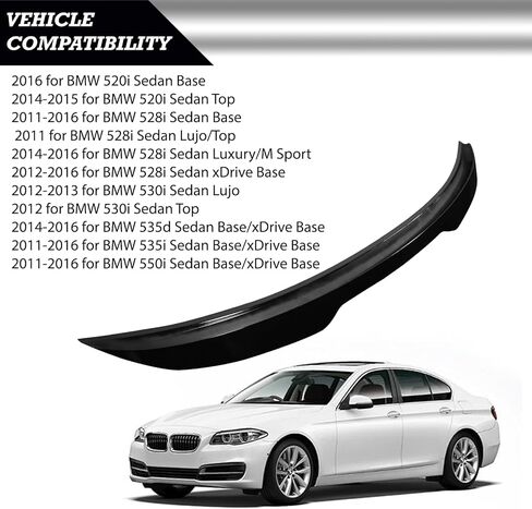 Rear Spoiler Wing Compatible with for BMW 5 Series F18/F10 2011-2016 for BMW 528i Sedan Base 2011-2016 for BMW 535i Sedan Base 2014-2016 for 528i Sedan Luxury Gloss Black Rear Trunk Spoiler in Kuwait