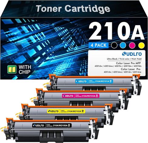 210A Toner Replacement for HP 210A Toner Cartridges 4 Pack - 210 Toner Work for Color LaserJet Pro MFP 4301Fdw Toner Cartridges 4201dn 4301fdn 4201dw Printer, for HP Ink 210A hp210a W2100A in Kuwait