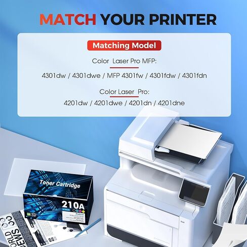 210A Toner Replacement for HP 210A Toner Cartridges 4 Pack - 210 Toner Work for Color LaserJet Pro MFP 4301Fdw Toner Cartridges 4201dn 4301fdn 4201dw Printer, for HP Ink 210A hp210a W2100A in Kuwait