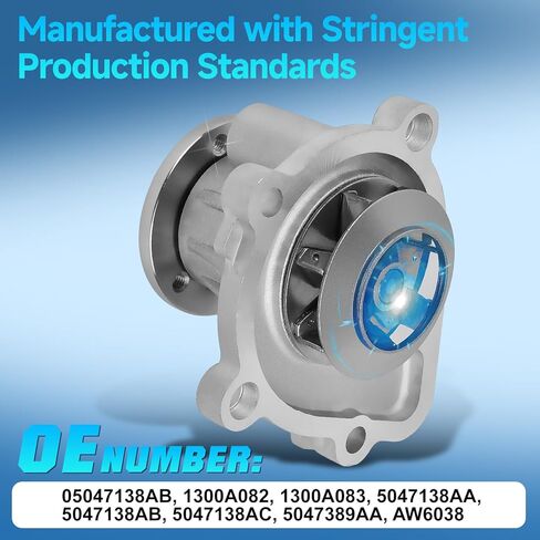 AW6038 1300A082 Engine Water Pump w/Gasket Fit for Chrysler 200 Sebring, Dodge Avenger Caliber Dart Journey, Fiat 500X, Jeep Cherokee Compass Patriot Renegade, Fit for Mitsubishi Lancer Outlander RVR in Saudi Arabia
