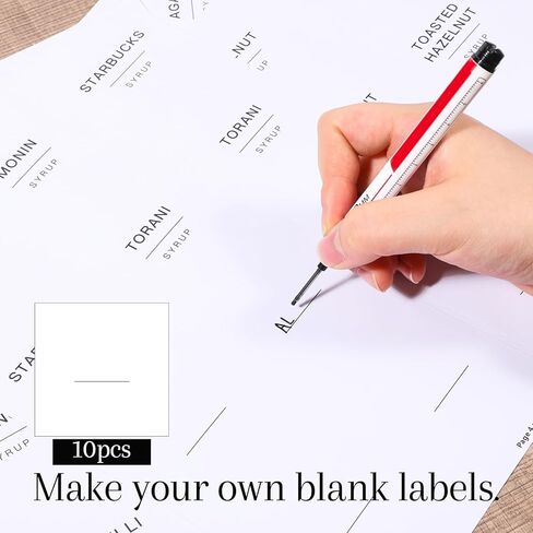 84 قطعة من ملصقات شراب القهوة، ملصق شراب بسيط، ملصقات قهوة بيضاء مقاومة للماء لحاويات القهوة وتنظيم الزجاجات والموزع، 2.5 بوصة × 2.5 بوصة in Kuwait