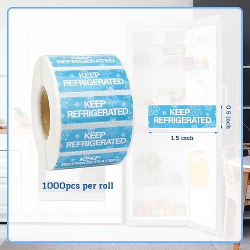 1000 قطعة من الملصقات المبردة مستطيلة مقاومة للماء مقاس 0.5 بوصة × 1.5 بوصة ملصق مبرد لتغليف المواد الغذائية تحذير لاصق ملصق صيدليات الصيدليات ملصقات تحذير لتعبئة شحن الأطعمة الباردة in Kuwait