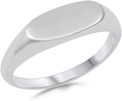 CloseoutWarehouse 925 Sterling Silver Plain Signet Ring in Kuwait