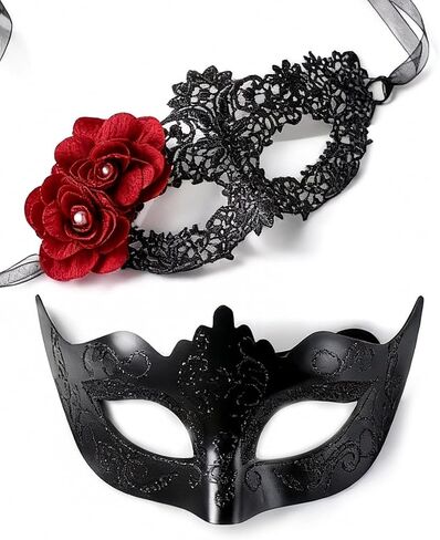 Masquerade Mask for Couples, 2 Pcs Venetian Carnival Masks 2026 Couple Mask Set for Ball Prom Party Costumes in Kuwait