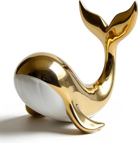 Silver Ceramic Whale Figurine – Decorative Sculpture, Symbol of Elegance and Good Fortune, Ideal Gift for Weddings, Anniversaries, Housewarmings, Luxury Home Décor for Modern and Glamorous Spaces in Saudi Arabia