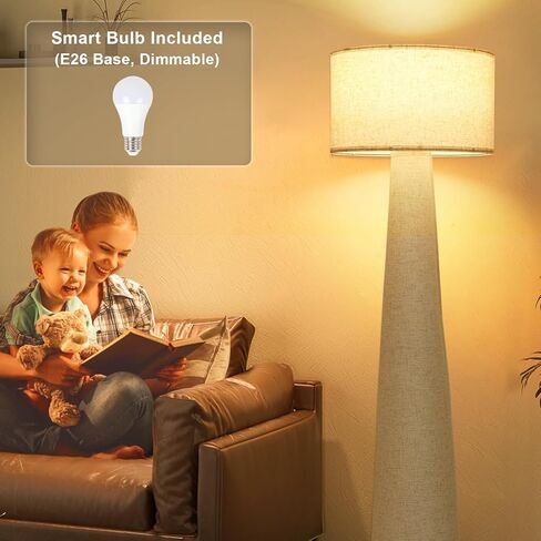 مصابيح أرضية بيضاء من بوهو لغرفة المعيشة، مصباح قائم قابل للتعتيم مع جهاز تحكم عن بعد ومصباح، مصباح طويل القامة بعمود منتصف القرن مع غطاء من القماش، 3 درجات حرارة لونية، ضوء للمزرعة لغرفة النوم in Kuwait