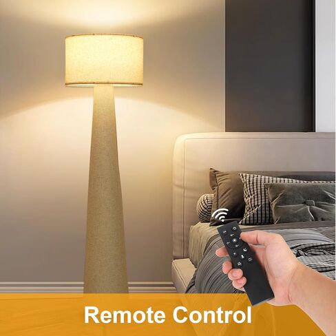 مصابيح أرضية بيضاء من بوهو لغرفة المعيشة، مصباح قائم قابل للتعتيم مع جهاز تحكم عن بعد ومصباح، مصباح طويل القامة بعمود منتصف القرن مع غطاء من القماش، 3 درجات حرارة لونية، ضوء للمزرعة لغرفة النوم in Kuwait