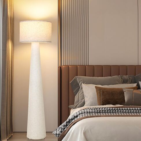 مصابيح أرضية بيضاء من بوهو لغرفة المعيشة، مصباح قائم قابل للتعتيم مع جهاز تحكم عن بعد ومصباح، مصباح طويل القامة بعمود منتصف القرن مع غطاء من القماش، 3 درجات حرارة لونية، ضوء للمزرعة لغرفة النوم in Kuwait