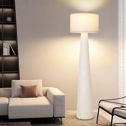 مصابيح أرضية بيضاء من بوهو لغرفة المعيشة، مصباح قائم قابل للتعتيم مع جهاز تحكم عن بعد ومصباح، مصباح طويل القامة بعمود منتصف القرن مع غطاء من القماش، 3 درجات حرارة لونية، ضوء للمزرعة لغرفة النوم in Kuwait