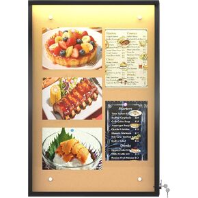 24"X36" Enclosed Bulletin Board with LED Lights, IP65 Waterproof Notice Board Outdoor UV-Resistant, Lockable Cork Bulletin Board for Office, School, Restaurants in Kuwait