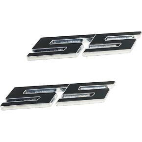 2PC SS Emblem Decal Car Letters Decal Plating Badge 3D Metal Style Fit for SS Model Car Trunk Black in Kuwait