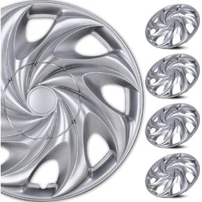 WOLFSTORM (4-Pack) Premium 15" Wheel Rim Cover Hubcaps OEM Style Replacement Snap On Car Truck SUV Hub Cap - 15 Inch Set, Abs,Steel, Acrylonitrile Butadiene Styrene(Matte Black) in Kuwait