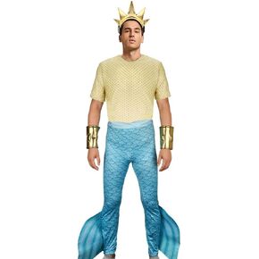 تريتون زي حورية البحر الأب تأثيري بوسيدون ملابس الملك الأمير ولي العهد المعصم الدعاوى هالوين الحزب in Kuwait