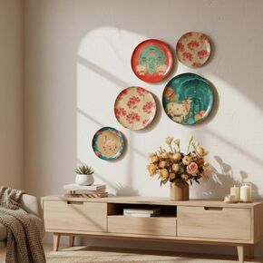 RITUALISTIC Pastel Pichwai Iron Wall Art- Set of 5 (Multicolor)|mHome Decor | Painting | Divine | Intricate Designs in Kuwait