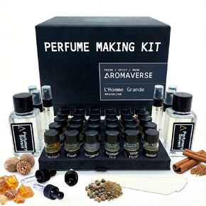 L’Homme Grande Perfume Making Kit – Make Your Own Perfume with 30 Aromatic Ingredients, Spray Bottles, Droppers & 6 Recipes. Create Luxurious Masculine Scents with Woody & Spicy Notes in Saudi Arabia