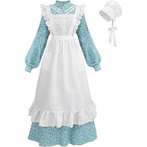 FCCAM Pioneer Colonial Costume for Women Floral Prairie Dress American Historical Modest Civil War Dress in Kuwait