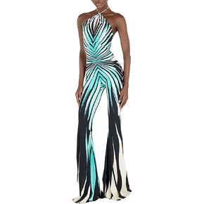 بذلة مثيرة للنساء بطباعة مخططة وربطة عنق وظهر مكشوف وسروال رومبير ملابس النادي للخروج in Kuwait