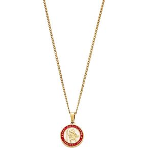 CRAFTD - Enamel St. Christopher Pendant Necklace - 18K Gold & 316L Stainless Steel - 20.5" Cuban Chain with 20MM x 20MM Pendant - Waterproof, Heat & Sweat Resistant - Men's Jewelry in Kuwait