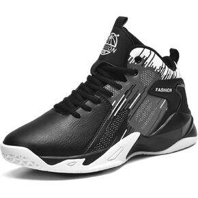 Men's Lace Up Breathable Leather Cushioning Basketball Shoes Fashion High-Top Non-Slip Sneakers Casual for Gym Sports Tennis Jogging Running Walking in Saudi Arabia